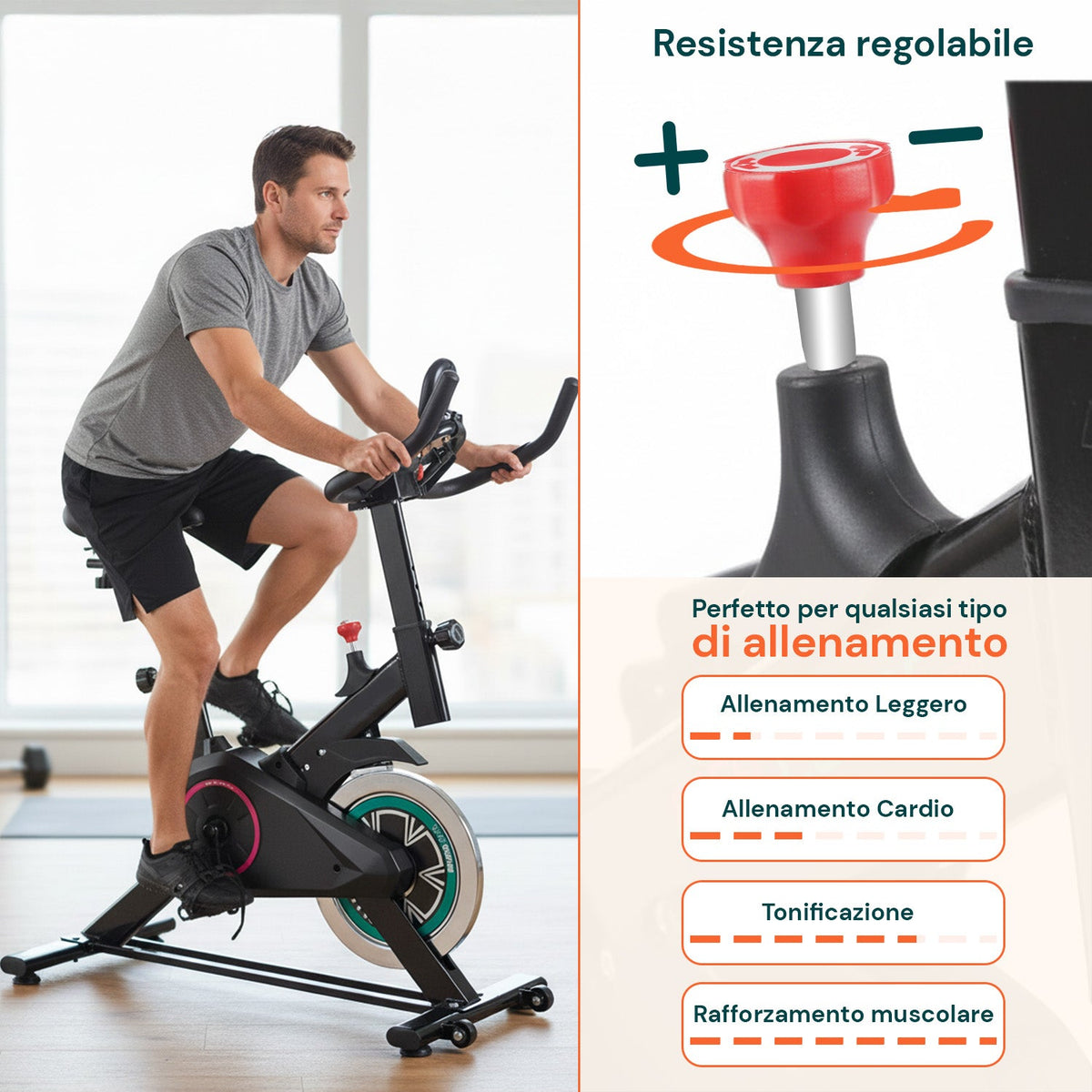 Indoor Bike Professionale – Telaio in Acciaio e Display con Supporto Telefono