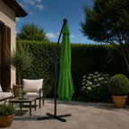 Ombrellone Rotondo Decentrato Ø3m con Braccio Laterale in Acciaio, Manovella, Poliestere 180gr Impermeabile UV per Giardino e Terrazzo