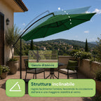 Ombrellone Rotondo Decentrato Ø3m con Braccio Laterale in Acciaio, Manovella, Poliestere 180gr Impermeabile UV per Giardino e Terrazzo