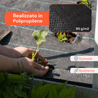 Telo Giardino Anti Erbacce Giardino 2x10 m 90 g/m² in PP Multiuso