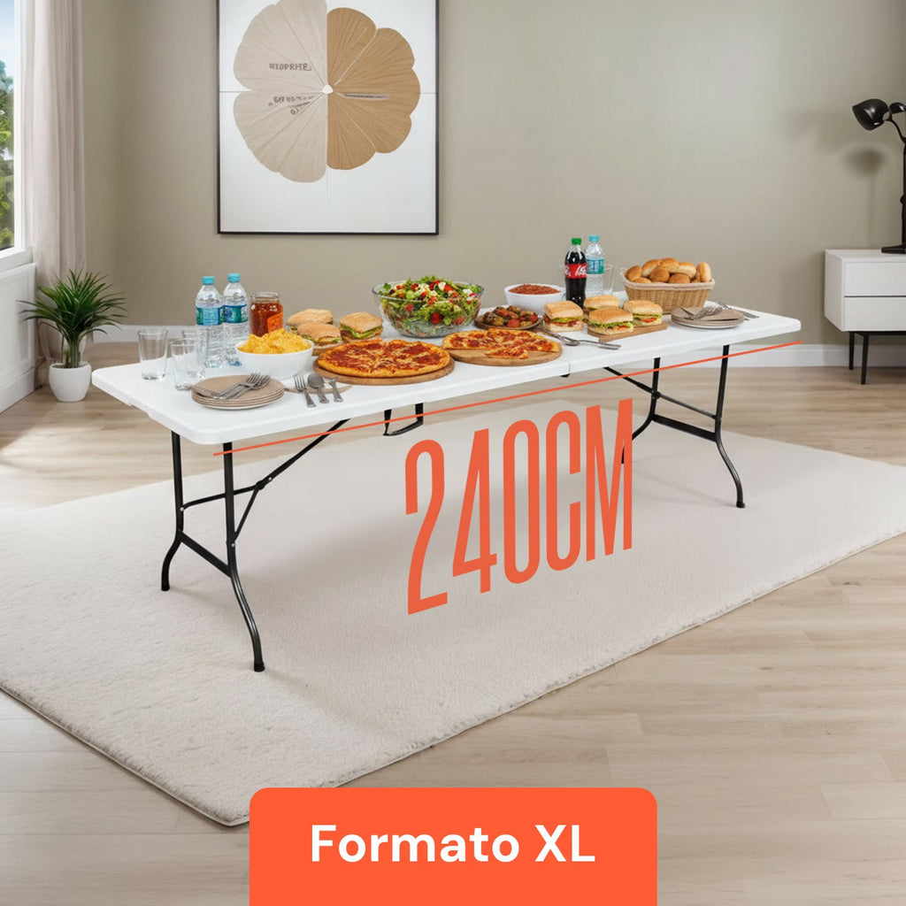 Tavolo pieghevole Clori XL per picnic, richiudibile a valigetta in resina PP