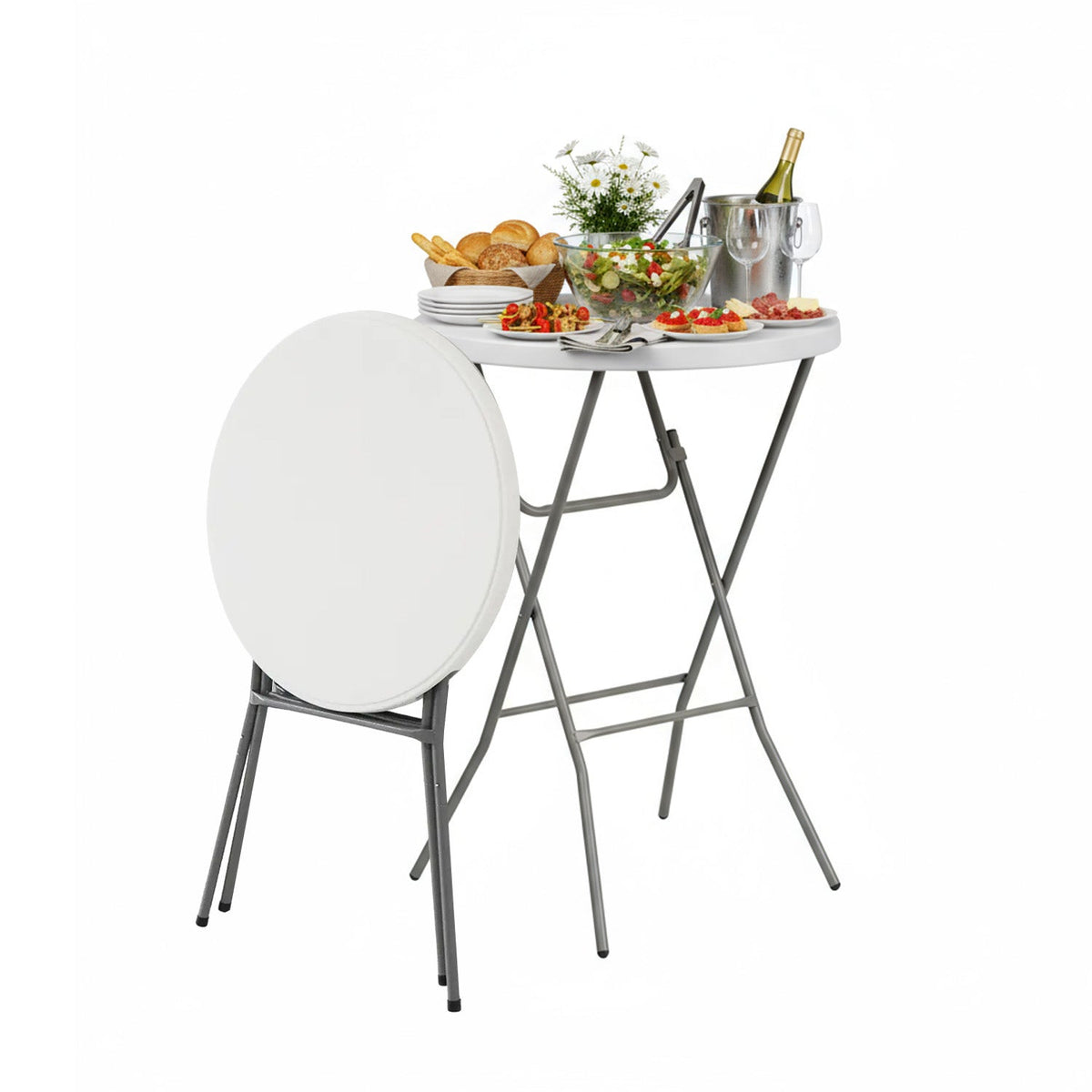 Tavolo Bianco Rotondo da Giardino o Cucina Ø80 e Ø120 cm Pieghevole E Resistente