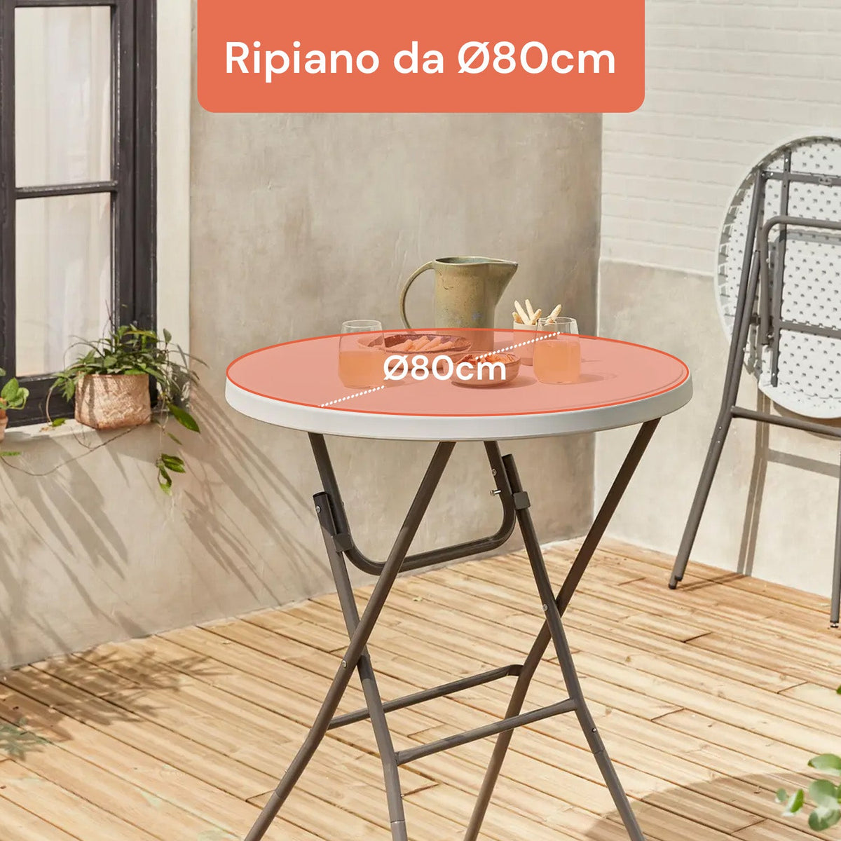 Tavolo Bianco Rotondo da Giardino o Cucina Ø80 e Ø120 cm Pieghevole E Resistente