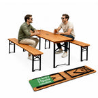 Set Tavolo e 2 Panche Pieghevoli da Giardino 120cm / 180cm in Legno con Struttura in Ferro e Foro Ombrellone 5cm – Portata Tavolo 200kg