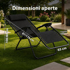 Sedia da giardino pieghevole con vassoio laterale – Portata 120 kg – Struttura in ferro e tessuto Teslin