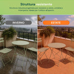 Set Tavolo e 2 Sedie Pieghevoli in Ferro da Giardino – Tavolo Rotondo ø 60cm e 2 Sedie Salvaspazio – Portata 150kg/100kg