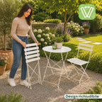 Set Tavolo e 2 Sedie Pieghevoli in Ferro da Giardino – Tavolo Rotondo ø 60cm e 2 Sedie Salvaspazio – Portata 150kg/100kg