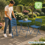 Set Tavolo e 2 Sedie Pieghevoli in Ferro da Giardino – Tavolo Rotondo ø 60cm e 2 Sedie Salvaspazio – Portata 150kg/100kg