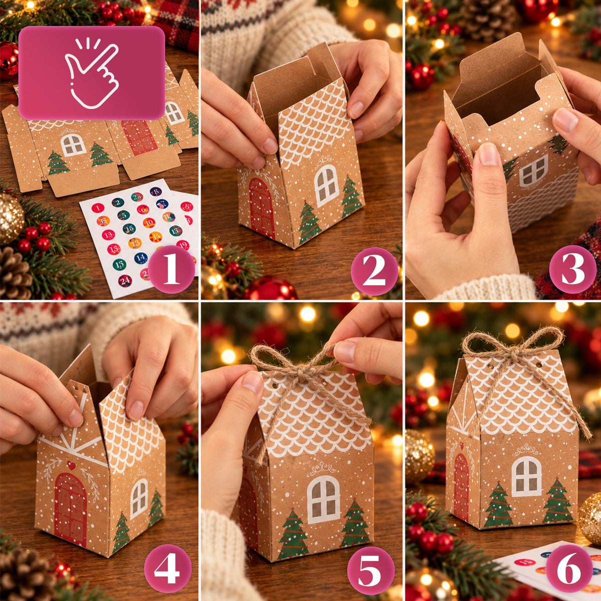 Calendari dell’Avvento – Versione Albero con Cassetti o Casette con Sticker