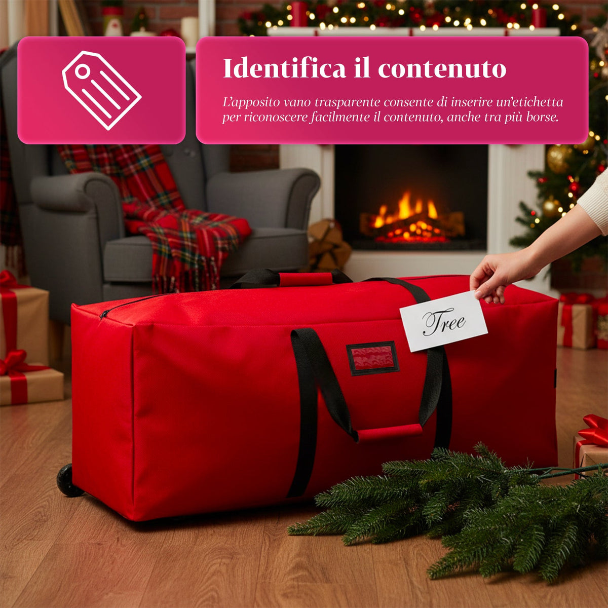 Borsa Custodia per Albero di Natale con Ruote in Tessuto Impermeabile