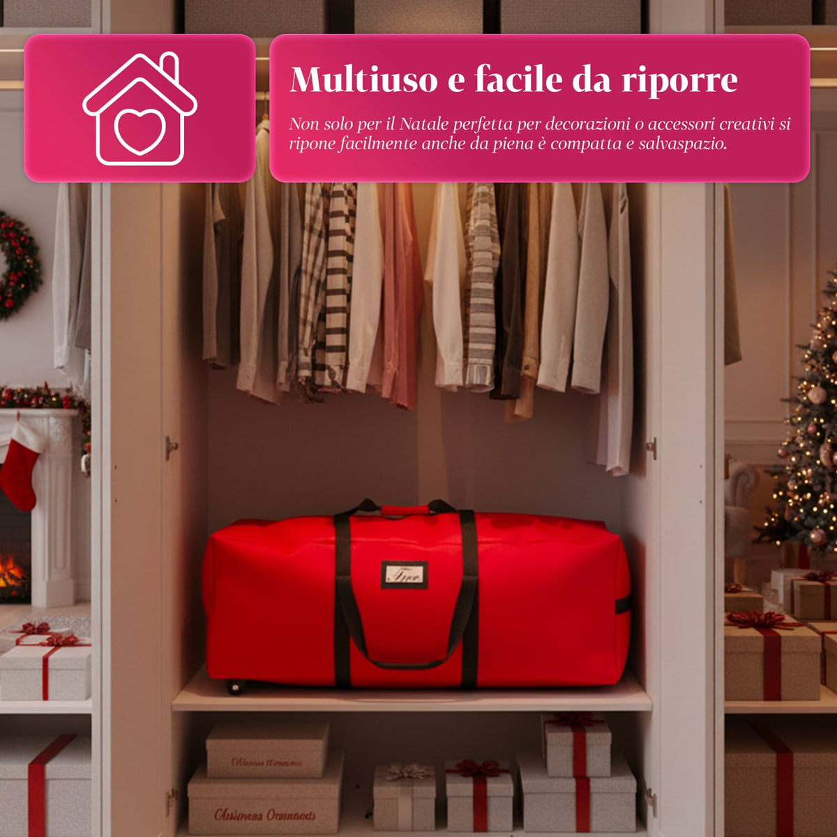 Borsa Custodia per Albero di Natale con Ruote in Tessuto Impermeabile