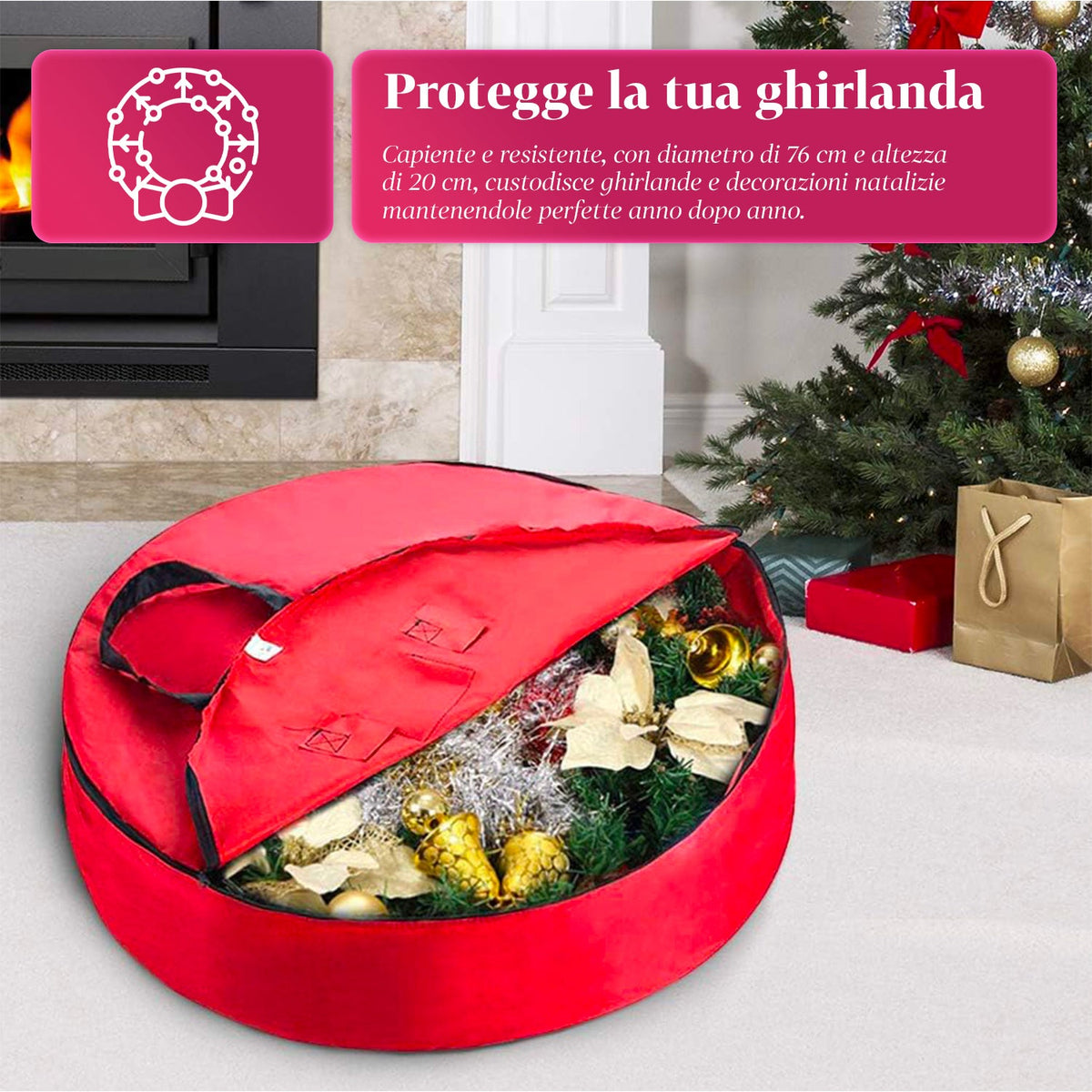 Borsa Custodia per Ghirlanda Natalizia in Tessuto – Impermeabile e Resistente