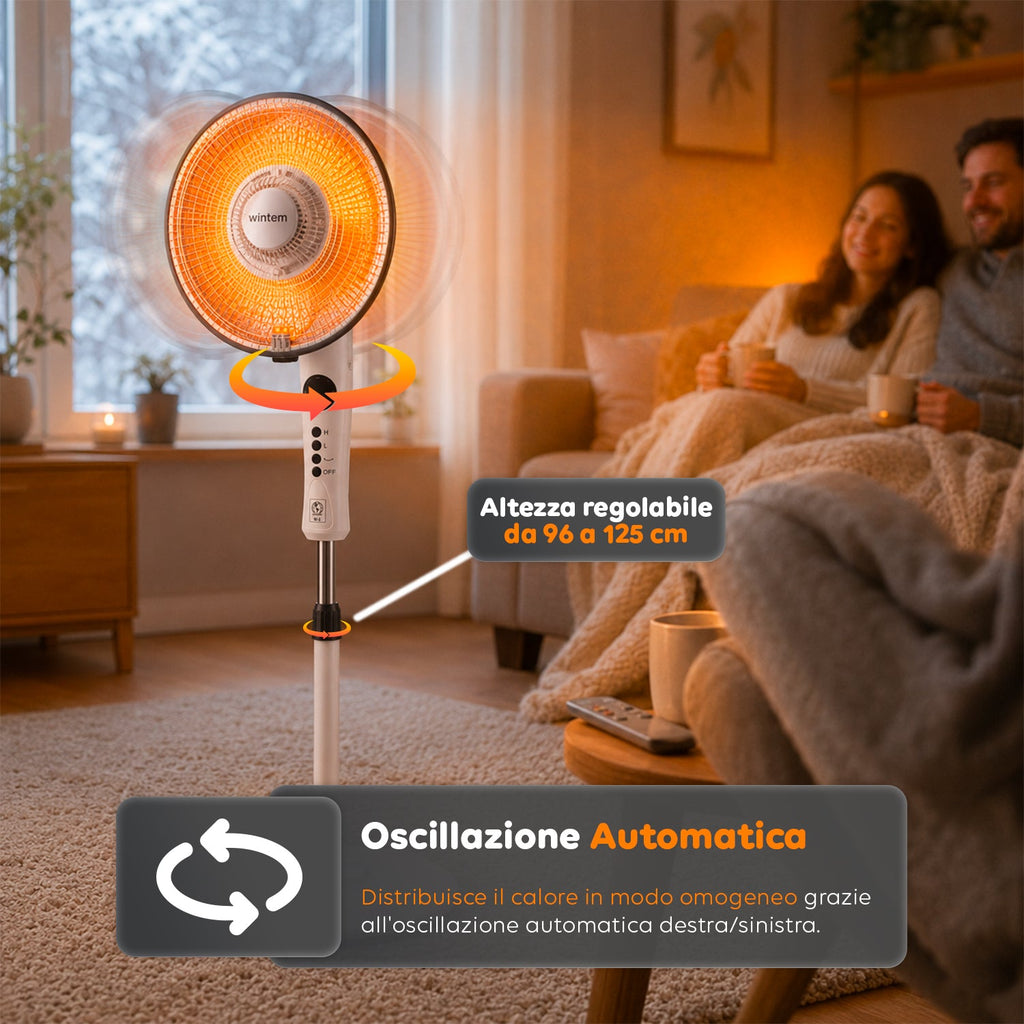 Stufa a Parabola Flux 1100W al Carbonio con Telecomando e Timer