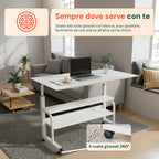 Scrivania mobile regolabile – Struttura in ferro e piano in MDF 80×40 cm