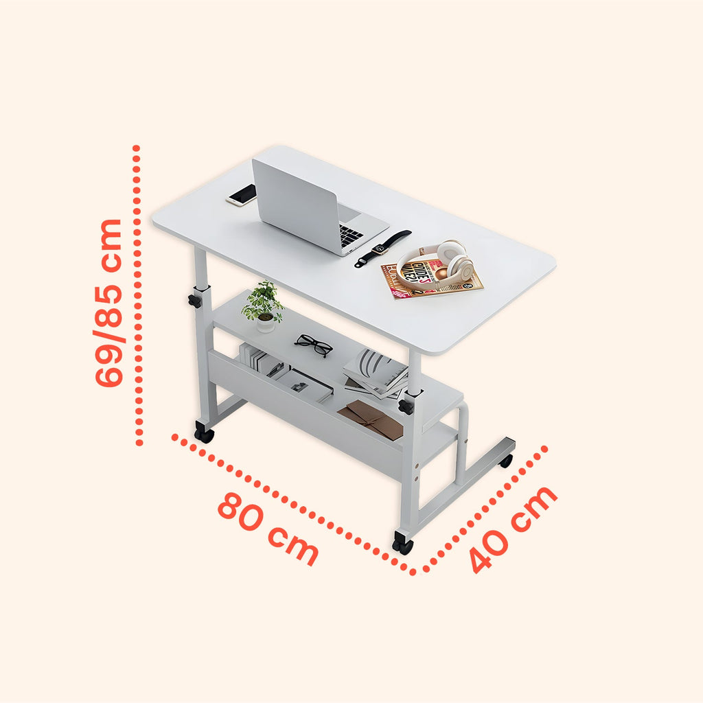 Scrivania mobile regolabile – Struttura in ferro e piano in MDF 80×40 cm