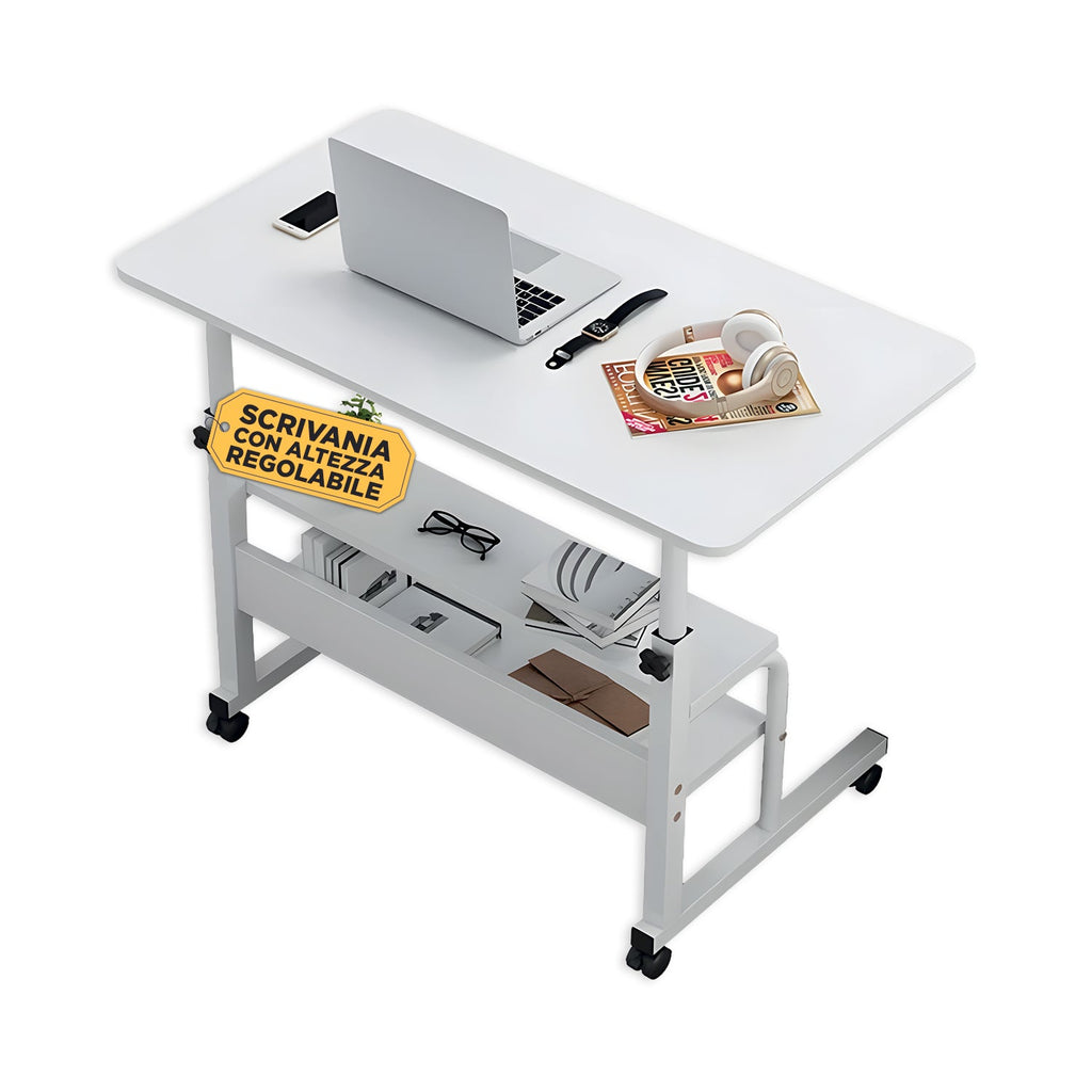 Scrivania mobile regolabile – Struttura in ferro e piano in MDF 80×40 cm