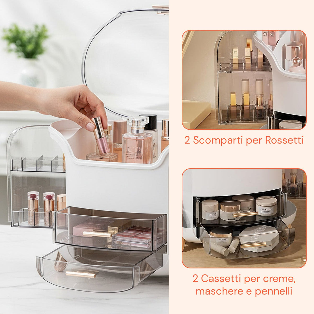 Organizer Make Up Inclinato a Gradini – Design Moderno e Funzionale in 2 Colorazioni