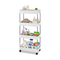 Carrello Multiuso Salvaspazio Bianco a 4 Ripiani per Cucina e Bagno con Ganci