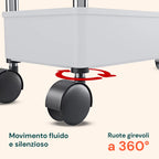 Carrello Multiuso Salvaspazio Bianco a 4 Ripiani per Cucina e Bagno con Ganci