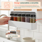 Organizer da cucina portaspezie – Set di 2 mensole con 6 barattoli in vetro inclusi