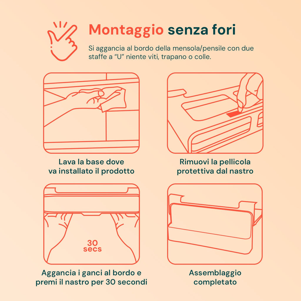 Organizer da cucina portaspezie – Set di 2 mensole con 6 barattoli in vetro inclusi