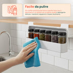 Organizer da cucina portaspezie – Set di 2 mensole con 6 barattoli in vetro inclusi