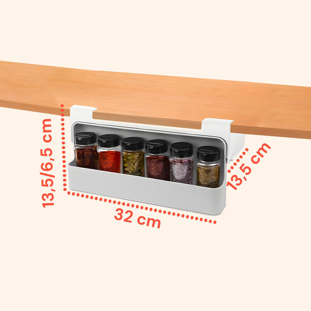 Organizer da cucina portaspezie – Set di 2 mensole con 6 barattoli in vetro inclusi