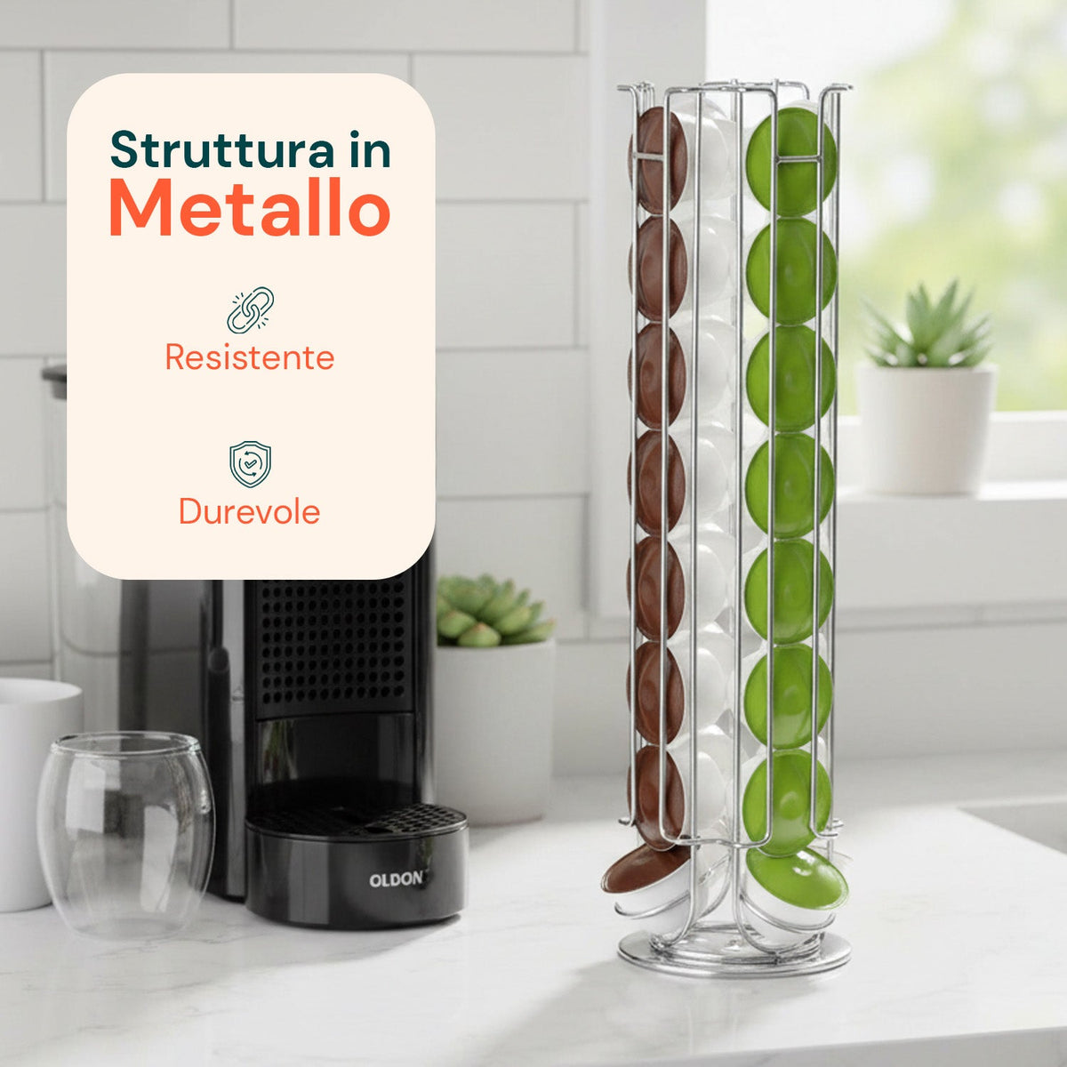 Espositore Capsule Caffè 32 Spazi Girevole Design Salvaspazio