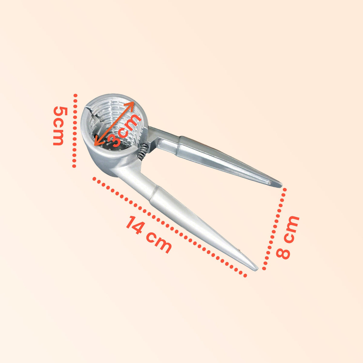 Schiaccianoci in alluminio ergonomico con molla integrata resistente