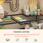 Organizer sottolavello cucina estensibile con 2 cassetti estraibili