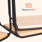 Set 4 Mensole da Parete Design Minimal con Ripiano in MDF e Struttura in Acciaio