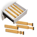 Separatori per Cassetti in Bamboo Regolabili con Molla - Set 4 Pezzi