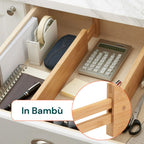 Separatori per Cassetti in Bamboo Regolabili con Molla - Set 4 Pezzi