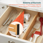 Separatori per Cassetti in Bamboo Regolabili con Molla - Set 4 Pezzi