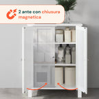 Armadietto Multiuso in MDF con Ripiani Regolabili e 2 Ante per Bagno o Cucina