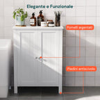 Armadietto Multiuso in MDF con Ripiani Regolabili e 2 Ante per Bagno o Cucina