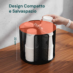 Portabicchieri girevole a 360° salvaspazio con 4 scomparti