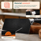 Set di 6 coltelli da cucina in acciaio inox con motivo a diamante, completo di: coltello da chef, coltello da pane, coltello multiuso, mannaia, forbici e pelapatate