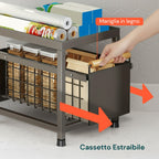 Organizzatore Salvaspazio in Metallo con 2 Cassetti Scorrevoli e Altezza Regolabile