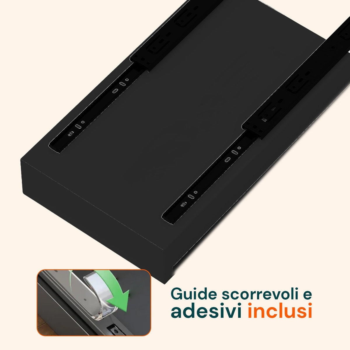 Cassetto universale estraibile 25x43 cm in acciaio - Portata 10kg
