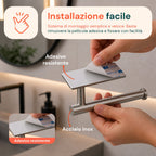 Set 5 Accessori Bagno Adesivi Neri in Acciaio Inox Portata 2,5kg - Completo di Porta Rotolo e Ganci per Asciugamani