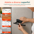 Set 5 Accessori Bagno Adesivi Neri in Acciaio Inox Portata 2,5kg - Completo di Porta Rotolo e Ganci per Asciugamani