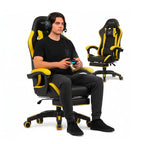 Sedia Gaming Reclinabile con Poggiapiedi Estraibile, Cuscino Lombare e Poggiatesta