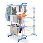 Stendibiancheria Verticale a 3 Livelli in Ferro e PP, Estensibile e con Ruote Piroettanti – L105xP64xA173cm, Portata 20kg
