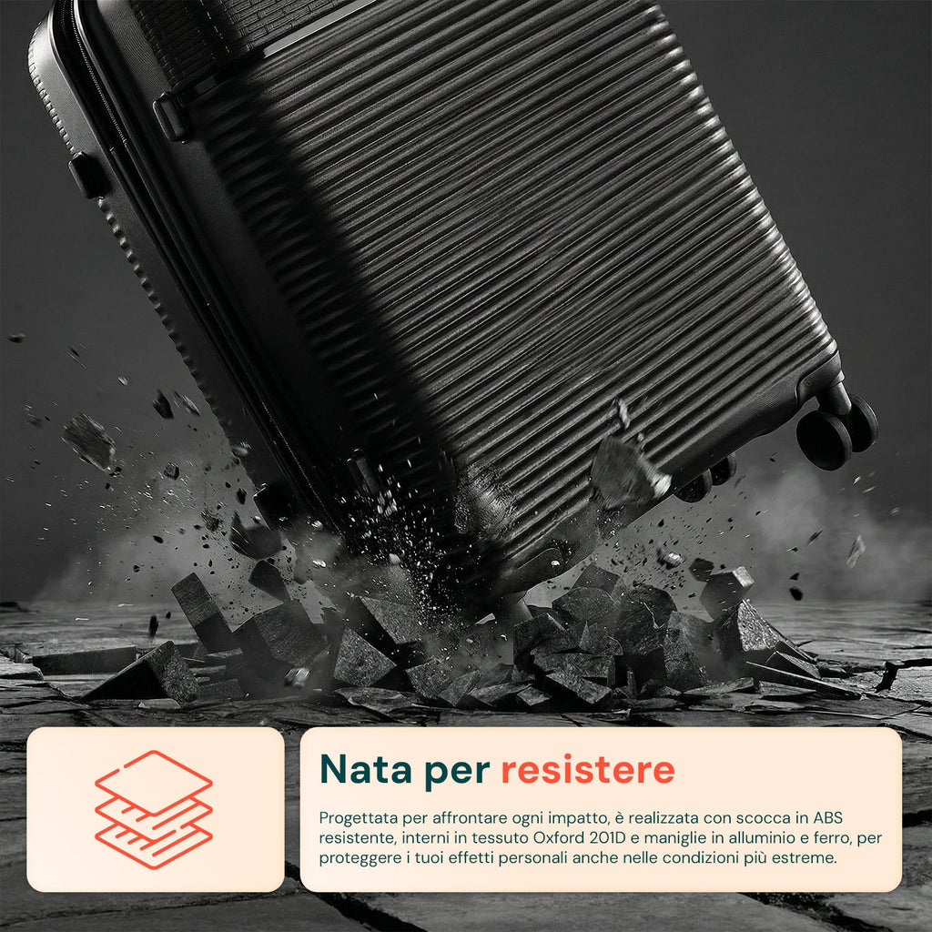 Set 3 Trolley Rigidi da Viaggio + Beauty Case con 4 Ruote Multidirezionali (56-66-76 cm)