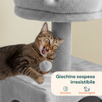Tiragraffi per gatti da 92 cm con cuccia, scaletta e giochi