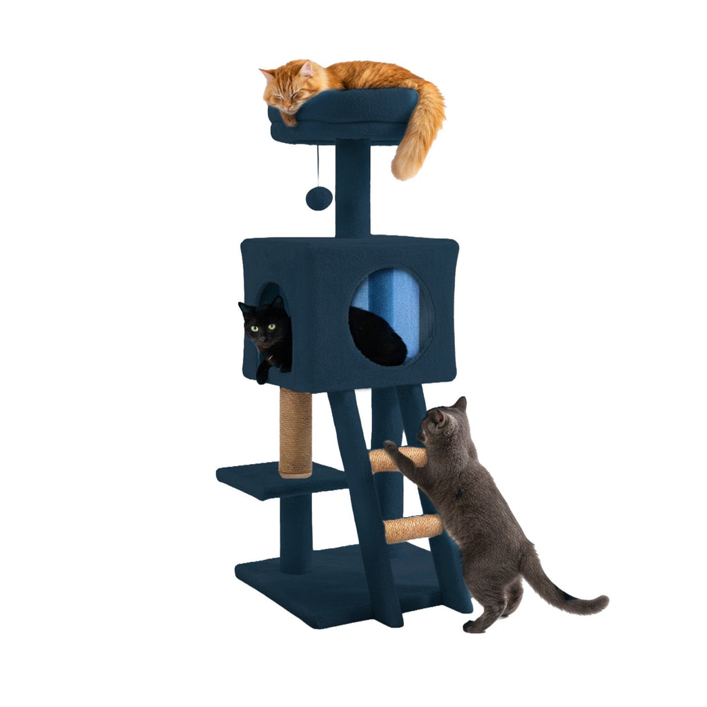 Tiragraffi per gatti da 92 cm con cuccia, scaletta e giochi