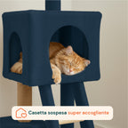 Tiragraffi per gatti da 92 cm con cuccia, scaletta e giochi