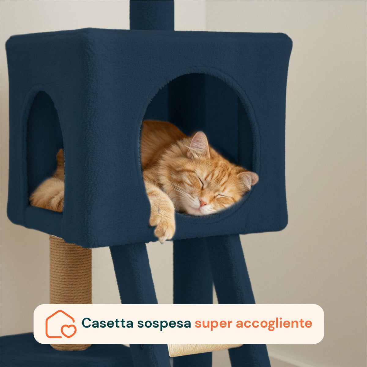 Tiragraffi per gatti da 92 cm con cuccia, scaletta e giochi