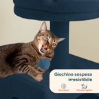 Tiragraffi per gatti da 92 cm con cuccia, scaletta e giochi